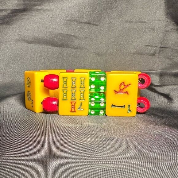 Vintage 40/50s Mah jong Butterscotch Bakelite statement bracelet - Picture 2 of 6